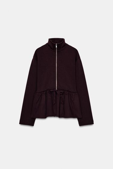 CONTRAST PEPLUM BOMBER JACKET - Wine by Zara