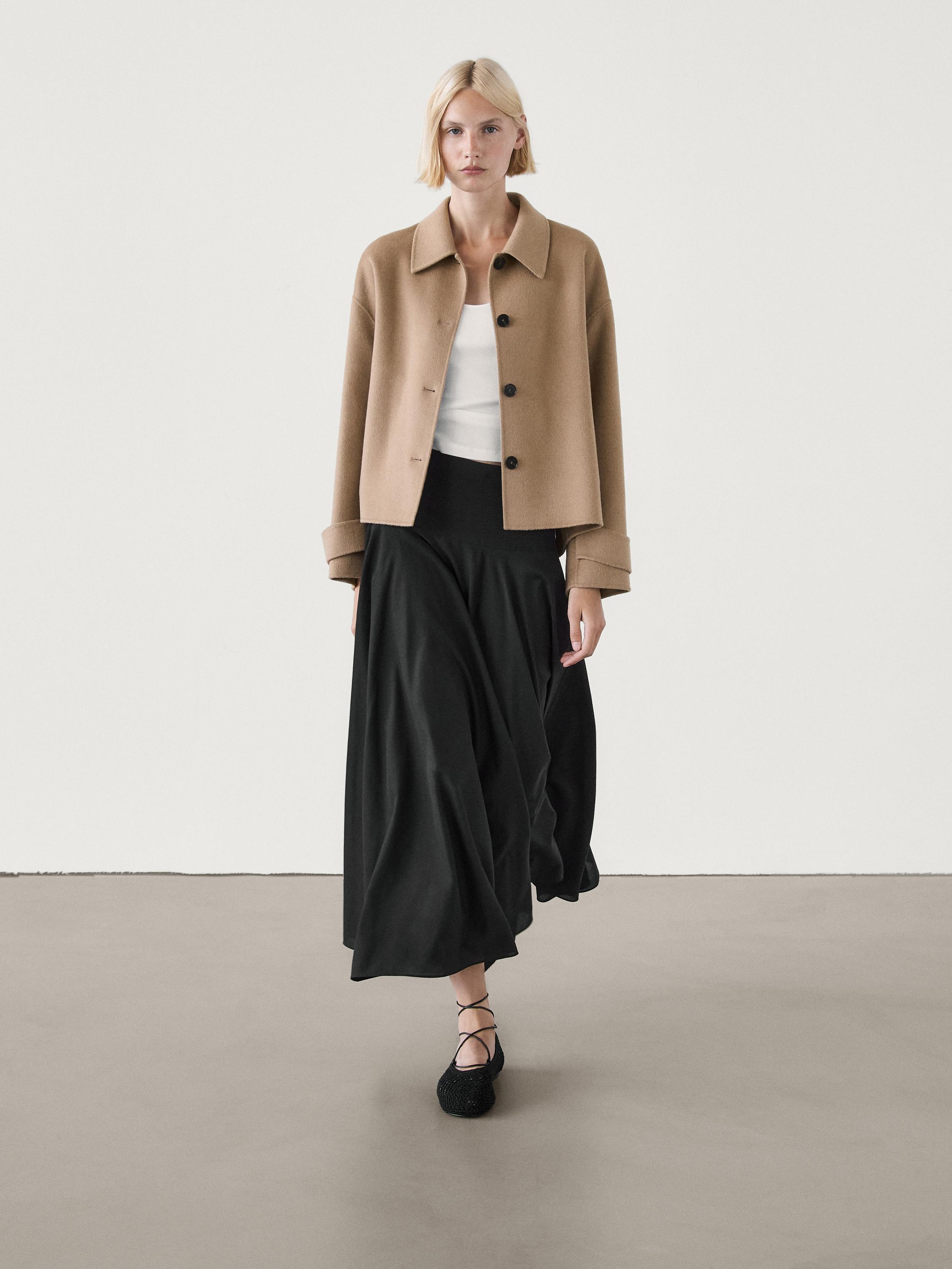 Wool blend jacket with shirt collar - Dark mink | ZARA United States