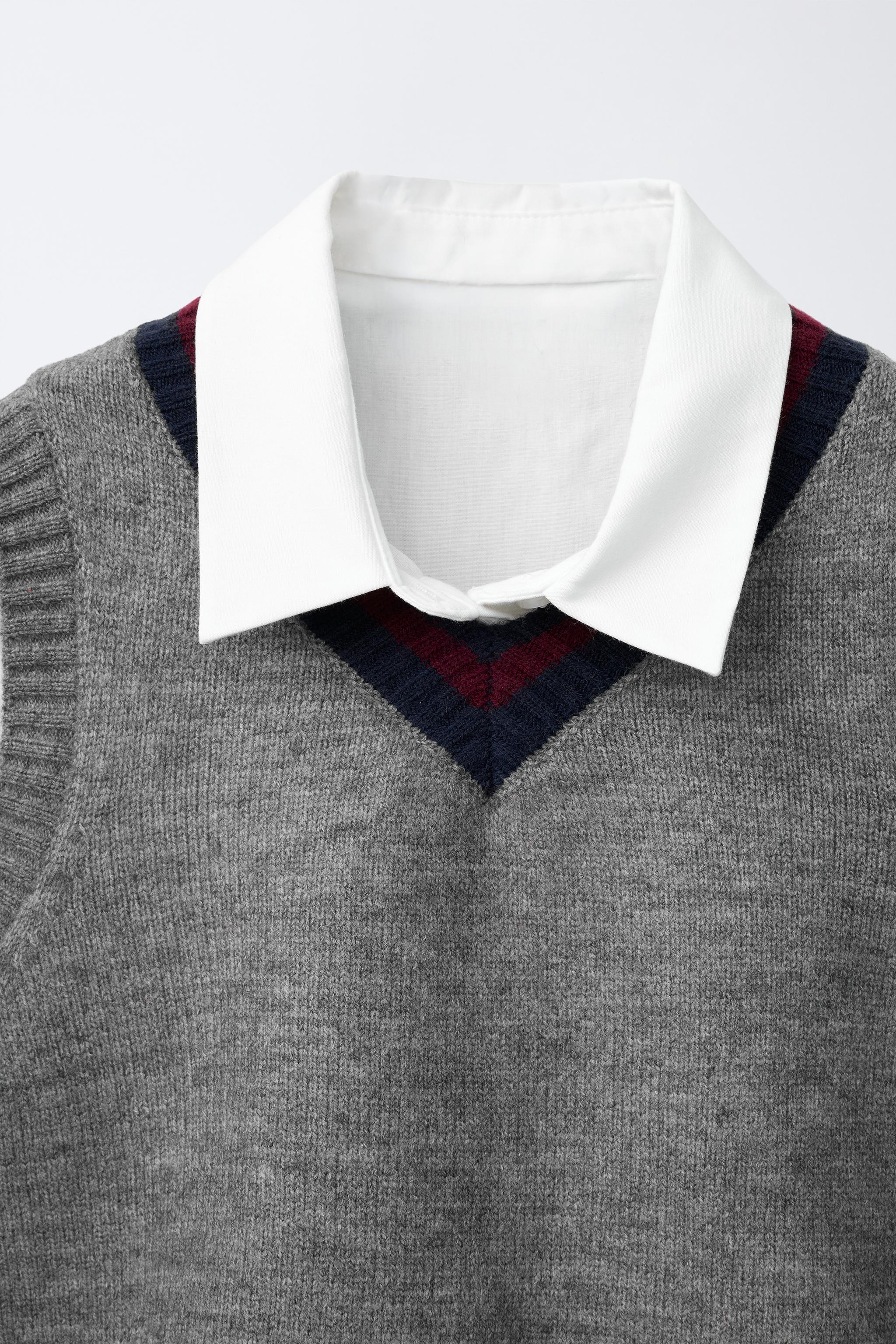 CHEMISE COMBINÉE GILET EN MAILLE VARSITY