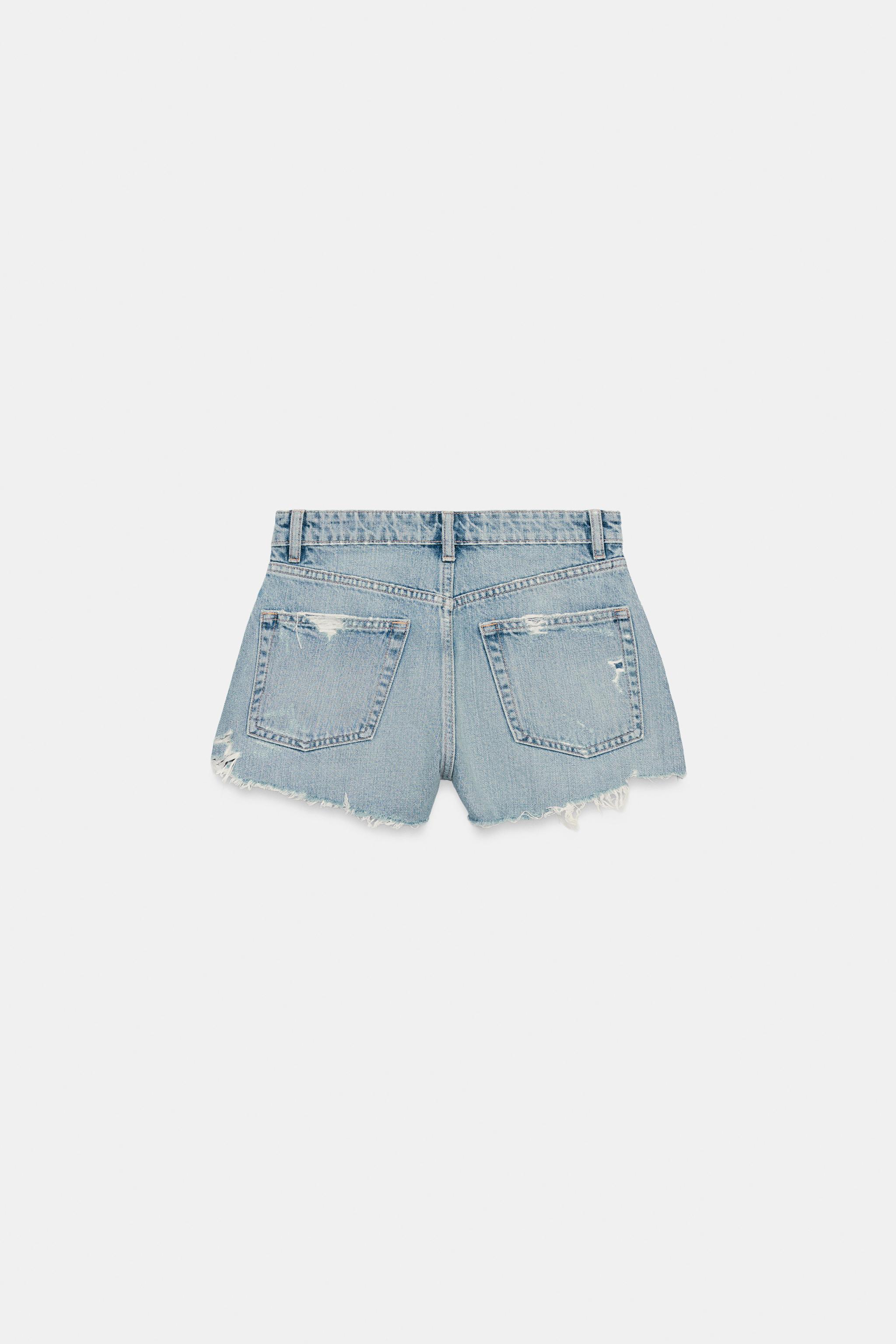 Zara YÜKSEK BEL DISTRESSED DENIM ŞORT görsel 6