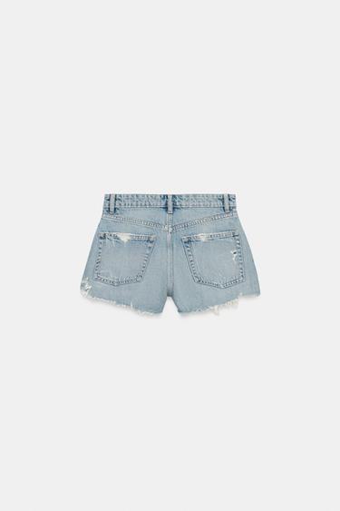 SHORT EN DENIM TRF TAILLE HAUTE DÉCHIRURES - Bleu de Zara - Image 5