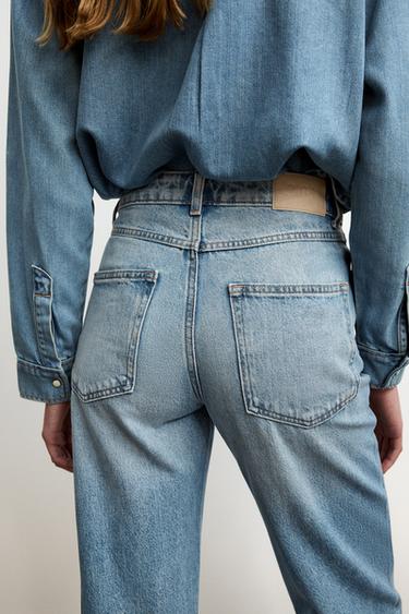 JEANS Z.03 STRAIGHT TIRO ALTO LONG LENGTH - Azul medio de Zara