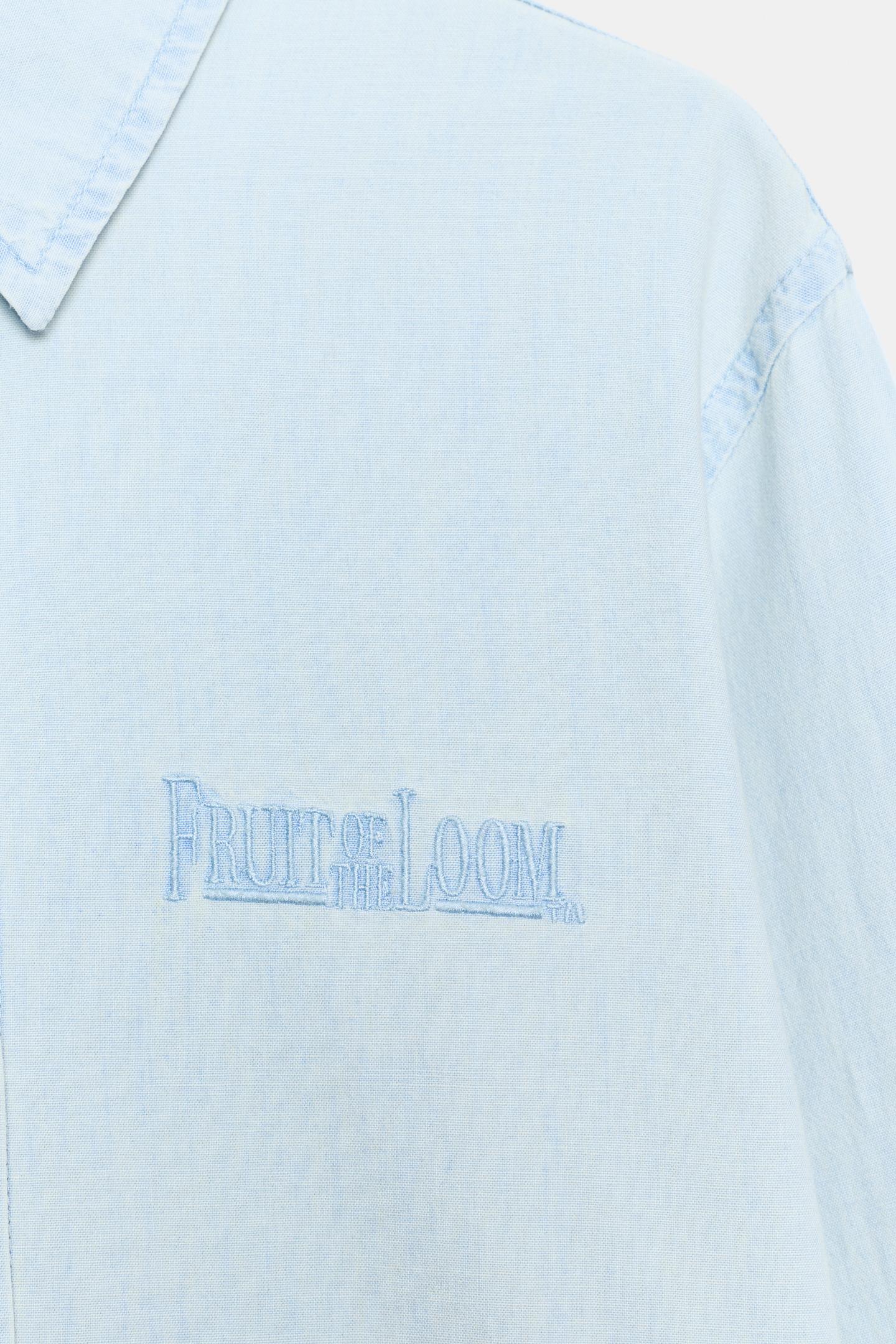 Женская рубашка Zara Fruit OF the Loom™ Denim Shirt, цвет: Синий — фото 4