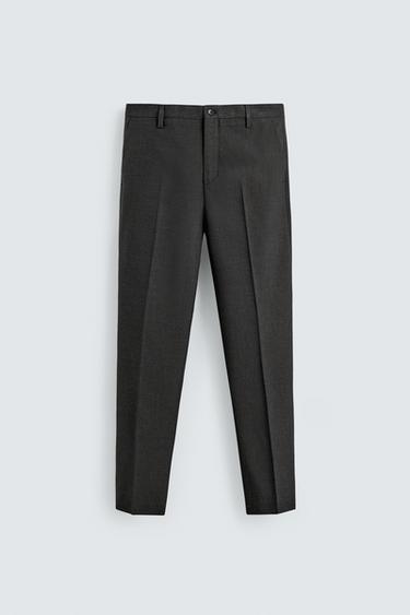 TEXTURED CHECK SUIT TROUSERS - Anthracite Grey by Zara