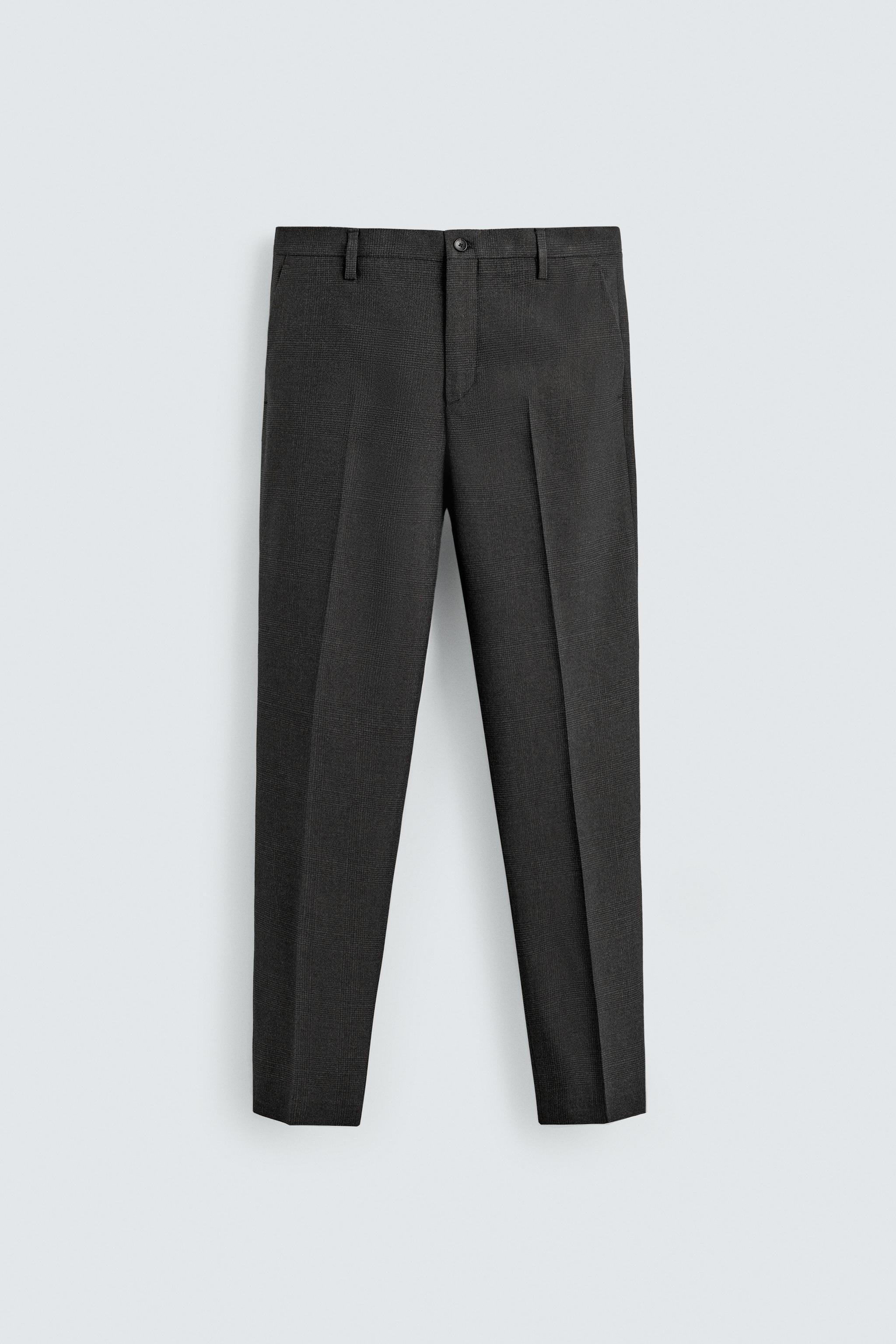 PLAID TEXTURED SUIT PANTS