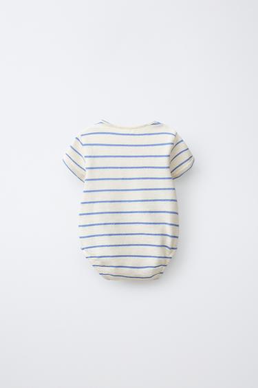 STRIPED HENLEY BODYSUIT - Blue by Zara - Image 1