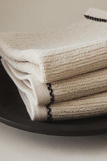 TOPSTITCHED FACE TOWEL (PACK OF 3) - Sand by Zara