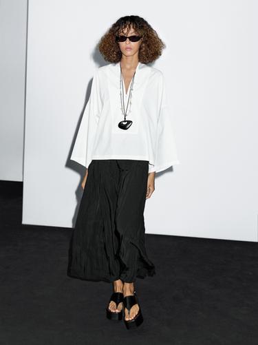 Zara 100% cotton blouse with button-up front - White - Image 0