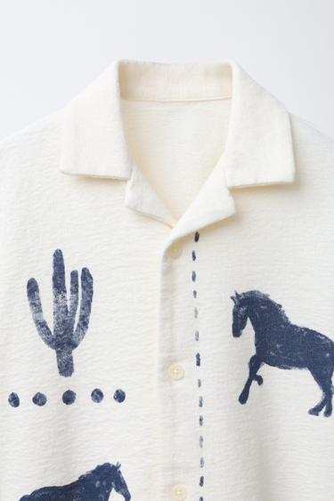 CHEMISE À IMPRIMÉ CHEVAUX - Écru de Zara - Image 2