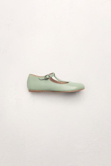 T-BAR LEATHER BALLET FLATS - LIMITED EDITION - Green by Zara - Image 9