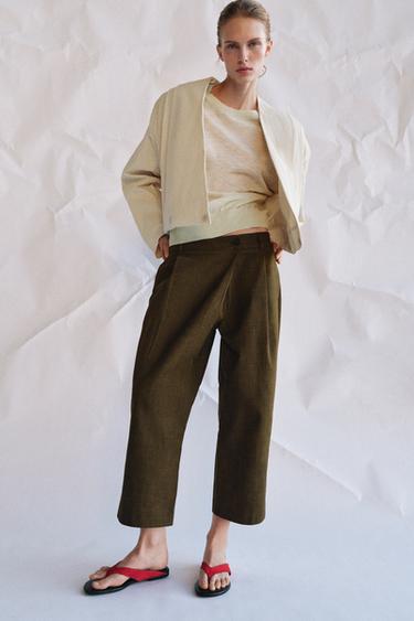 CROPPED BANDPLOOIBROEK ZW COLLECTION - Kaki van Zara