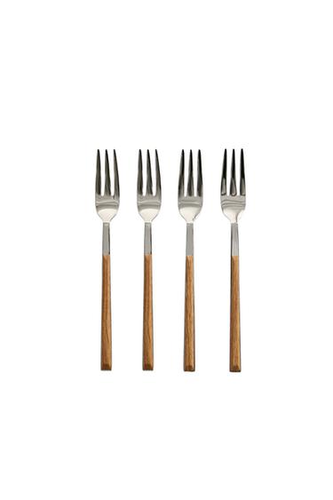 LOT FOURCHETTES DESSERT MANCHE EFFET BOIS (LOT DE 4) - Marron de Zara