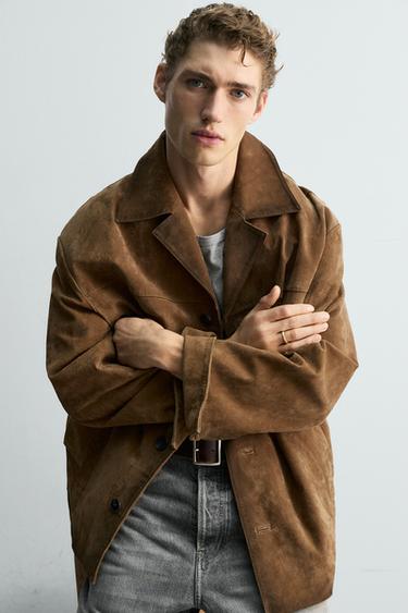 VESTE EN CUIR DAIM LIMITED EDITION - Cognac de Zara - Image 5