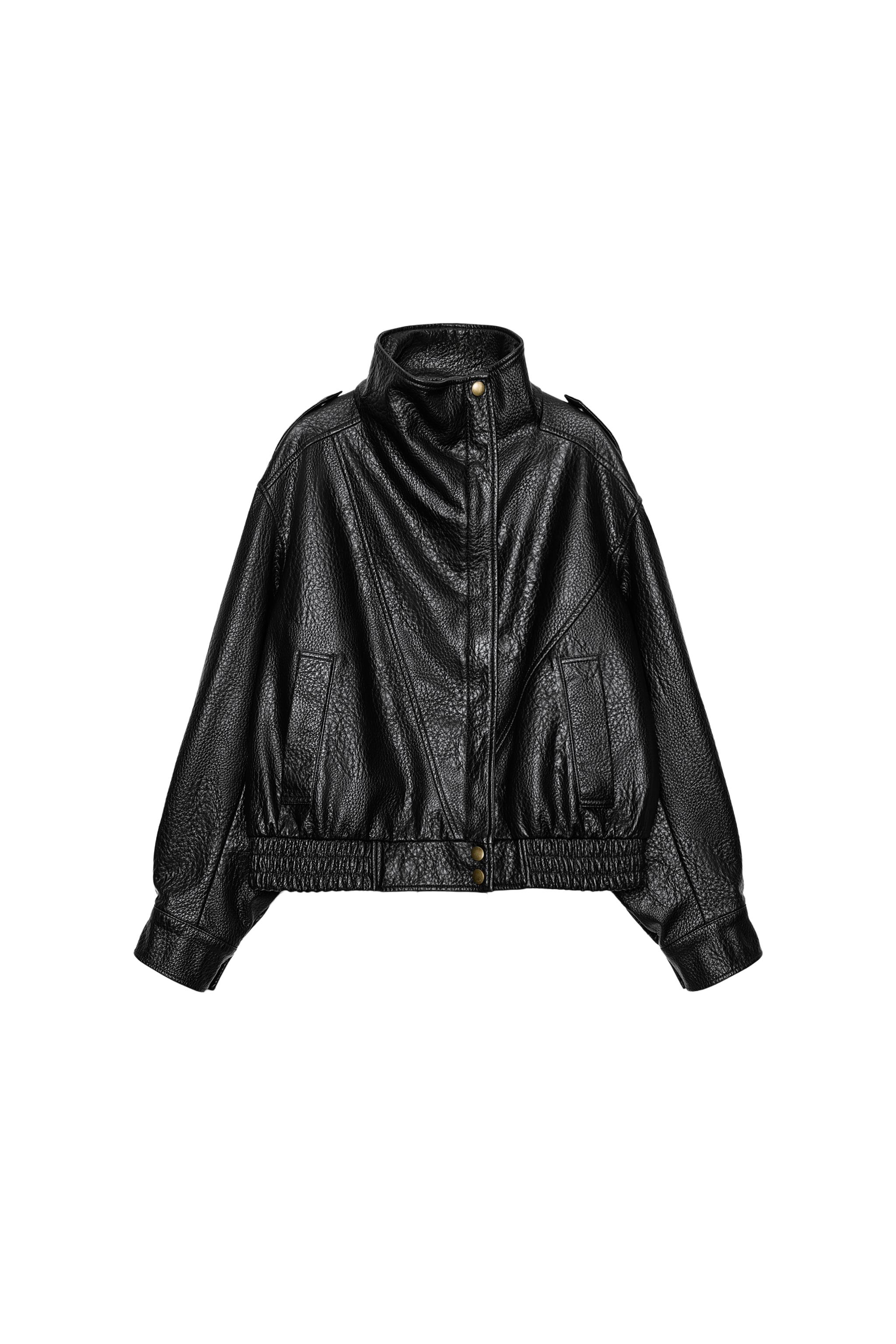 FAUX LEATHER BOMBER JACKET