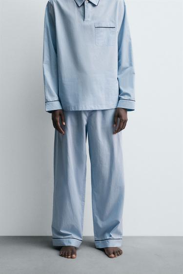 PANTALON DE PYJAMA JACQUARD - Bleu ciel de Zara - Image 1