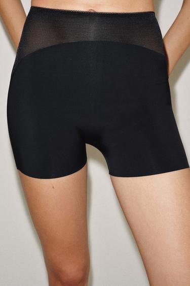 SHORT COMBINÉ AVEC POLYAMIDE - Noir de Zara