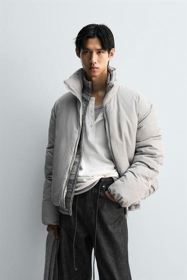 撥水加工 パフジャケットパールグレーZaraの撥水加工 パフジャケット - パールグレー 