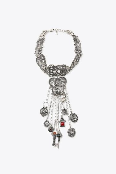 CHOKER-HALSKETTE BLUMEN-CHARMS - Silber von Zara