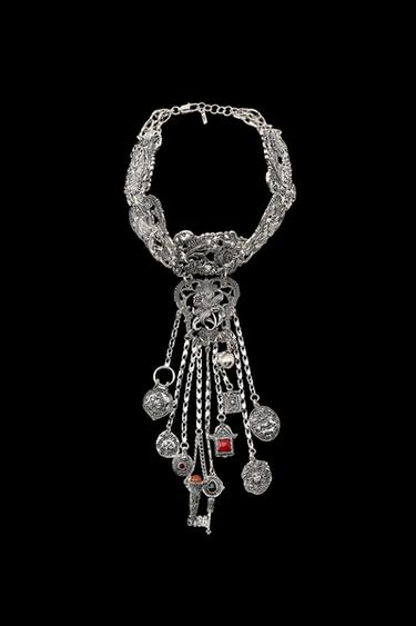 FLOWER CHARM CHOKER NECKLACE - Silver by Zara - Image 0