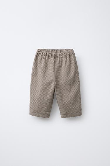 GINGHAM CHECK TROUSERS - Black / Ecru by Zara