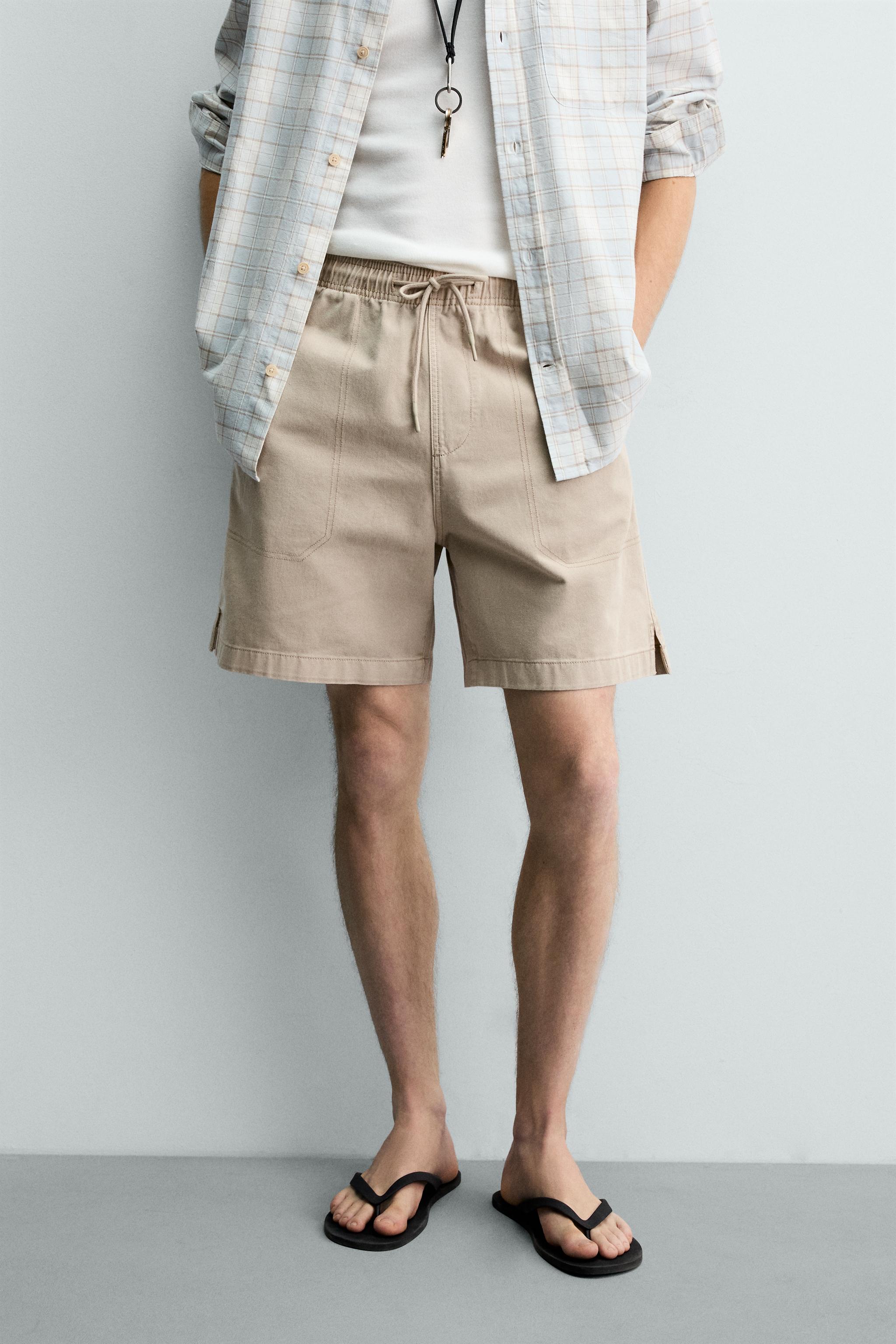WASHED RELAXED FIT SHORTS — taupe brown