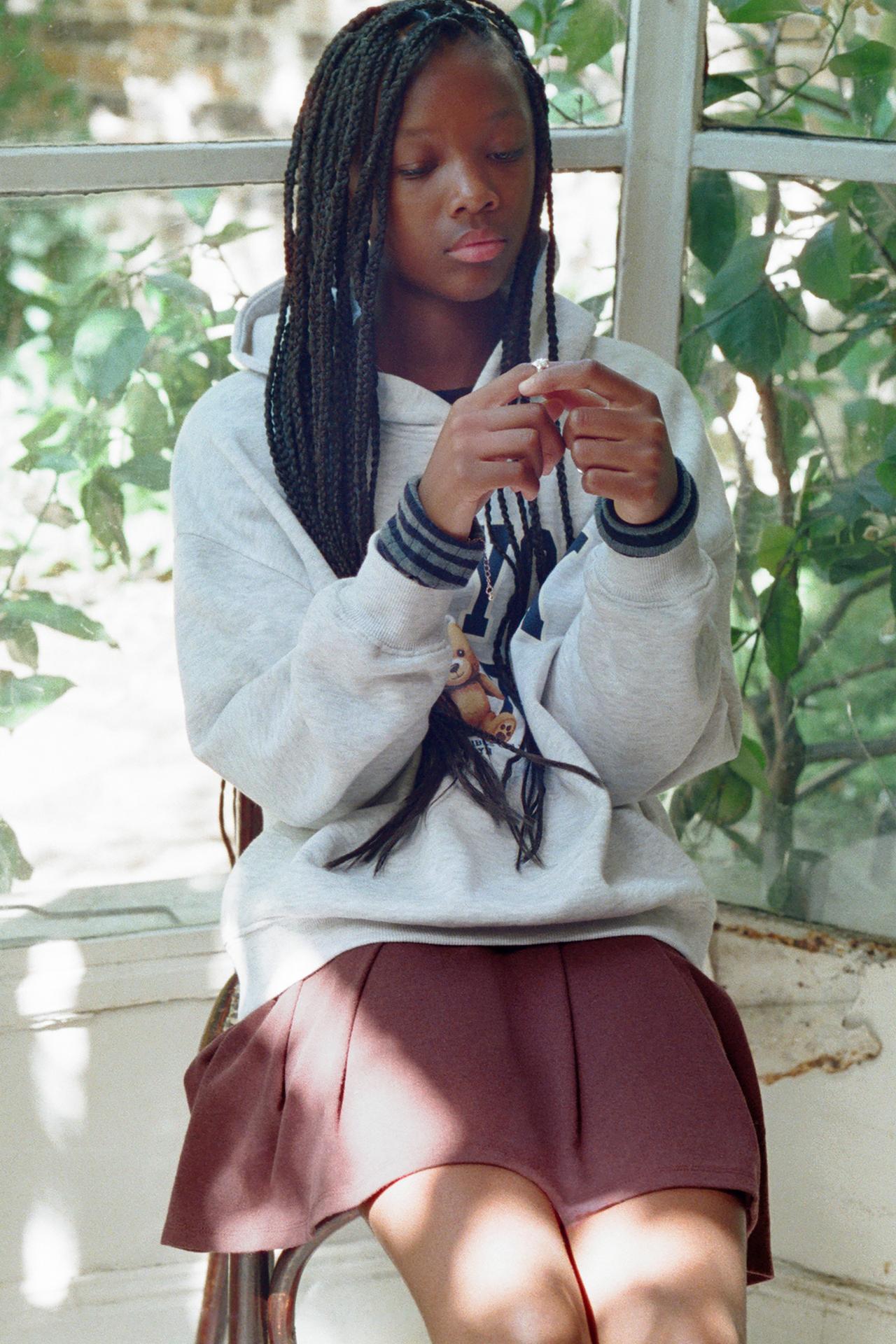 PLEATED SOLID-COLOR SKIRT — Eggplant