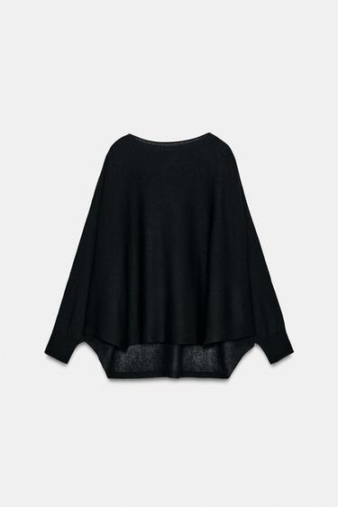 SUÉTER DE MALHA TIPO CAPA - Preto da Zara