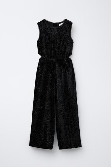 SPARKLY VELVET JUMPSUIT - Black by Zara - Image 0
