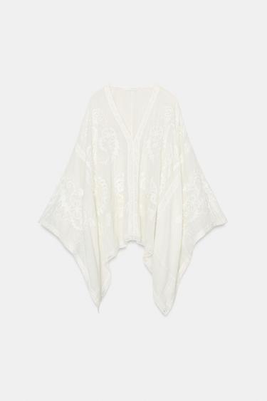 Zara BLUZA SA VEZOM KAO PLAŠT ZW COLLECTION – Ekru