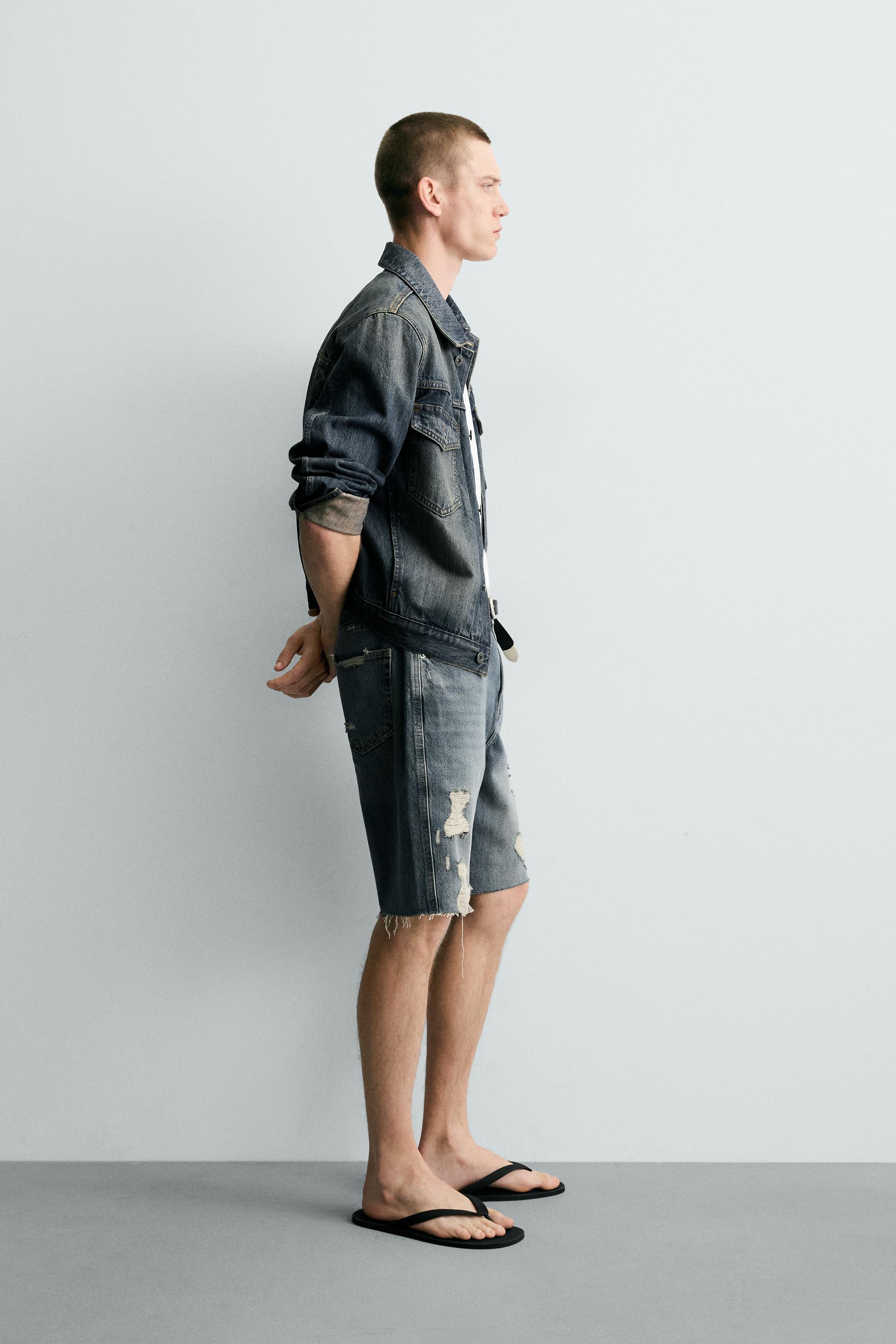 RIPPED RELAXED FIT DENIM SHORTS