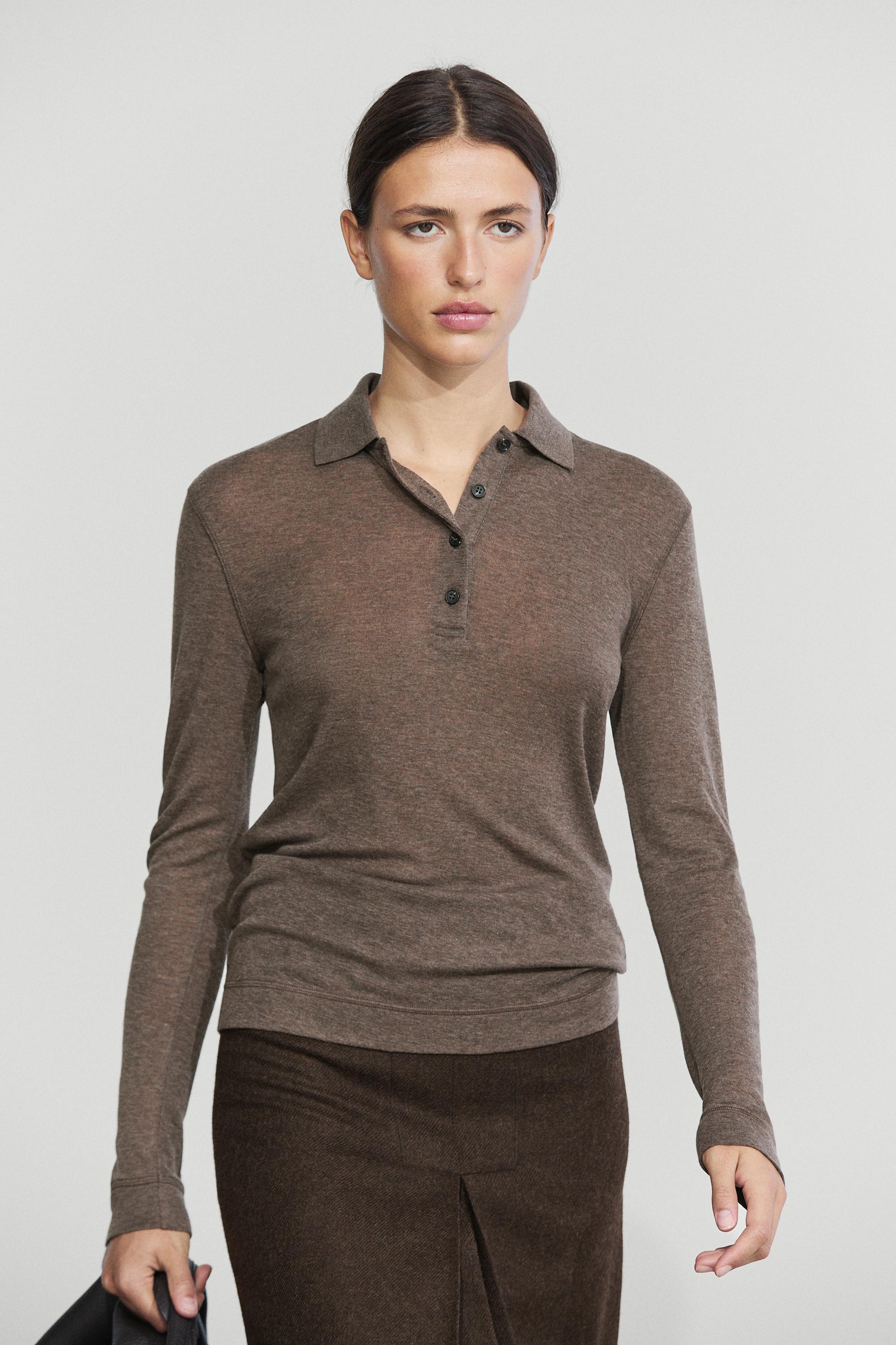 Polo manches longues en laine