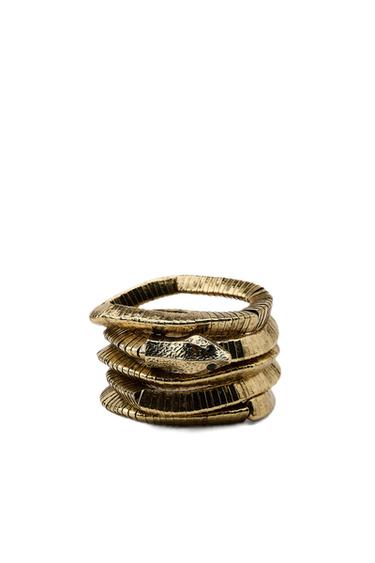 Gold elastic bracelet pack with embossed snake design.