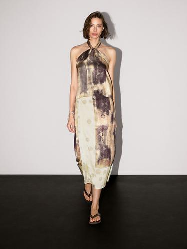 Zara Printed satin fabric top - Burgundy - Image 0