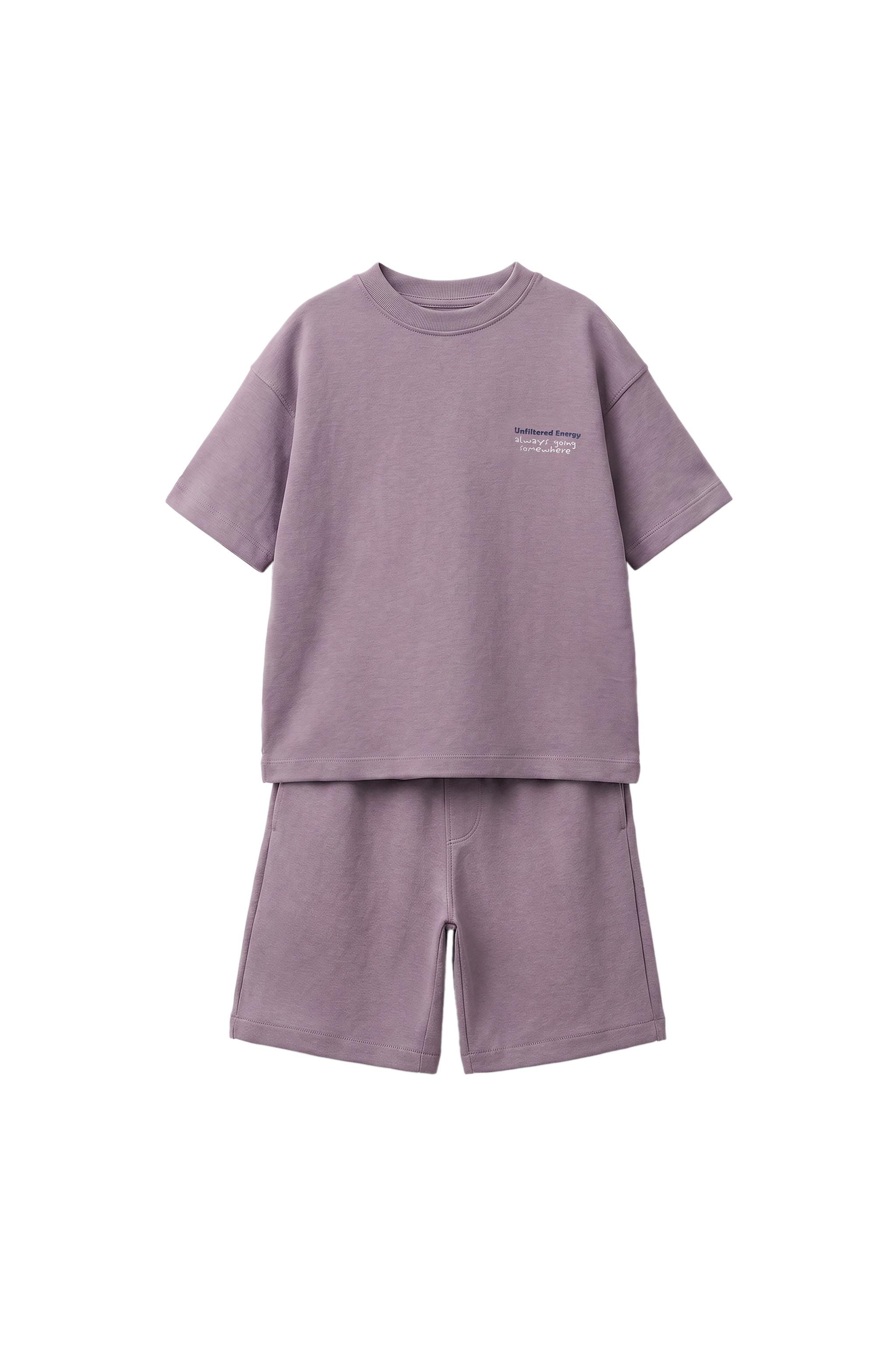 INTERLOCK T-SHIRT & BERMUDA SET - Mauve | ZARA United States