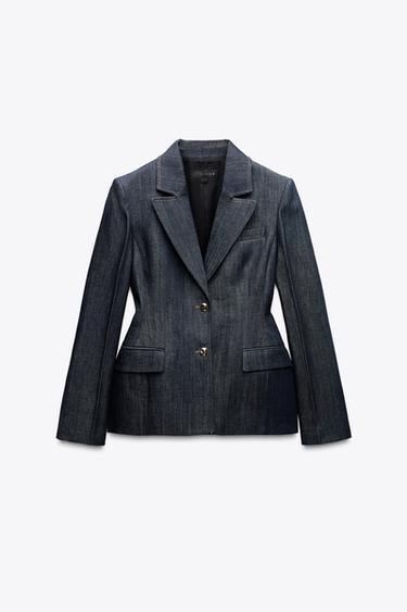 ZW COLLECTION DENIM BLAZER - Blue by Zara - Image 4