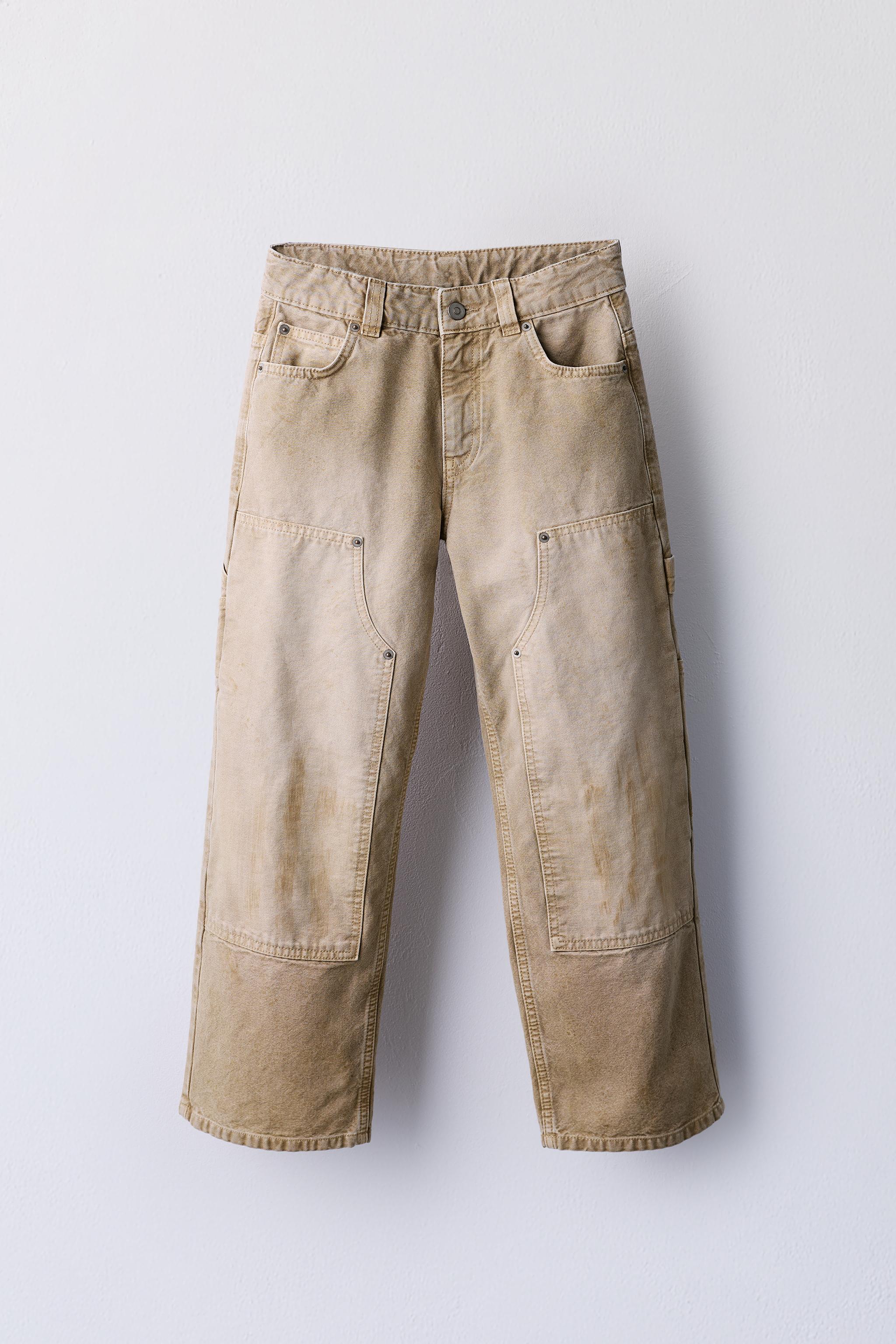 CANVAS WIDE LEG PANTS — Ecru