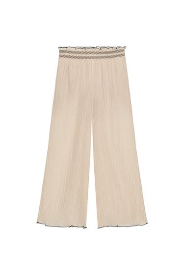 Zara CULOTTE HLAČE S KOMBINIRANIM ŠAVOVIMA – pijesak