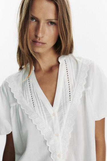 PUFF SLEEVE BLOUSE - White by Zara - Image 3