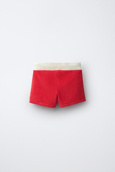 HIBISCUS TERRY BERMUDA SHORTS - Red by Zara - Image 1