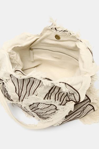 MAXI SHOPPER BRODERIES FLEUR - Marron de Zara - Image 4