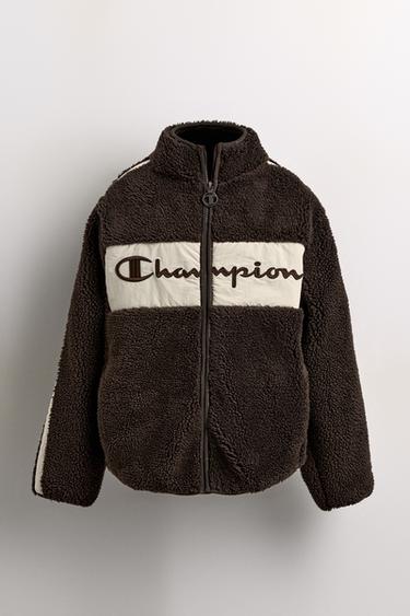 CHAMPION ® X ZARA FAUX SHEARLING FLEECE JACKET - Chocolate by Zara