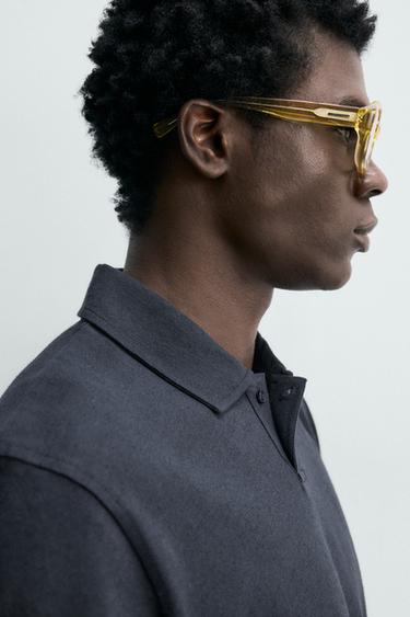 POLO REGULAR FIT COTON-LIN - Bleu marine foncé de Zara - Image 4