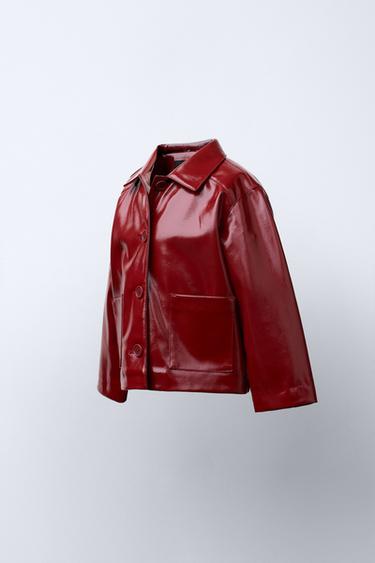 PATENT EFFECT JACKET - Burgundy by Zara - Image 1