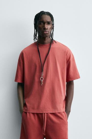 LIGHT WEIGHT WASHED BOXY FIT T-SHIRT - Red by Zara