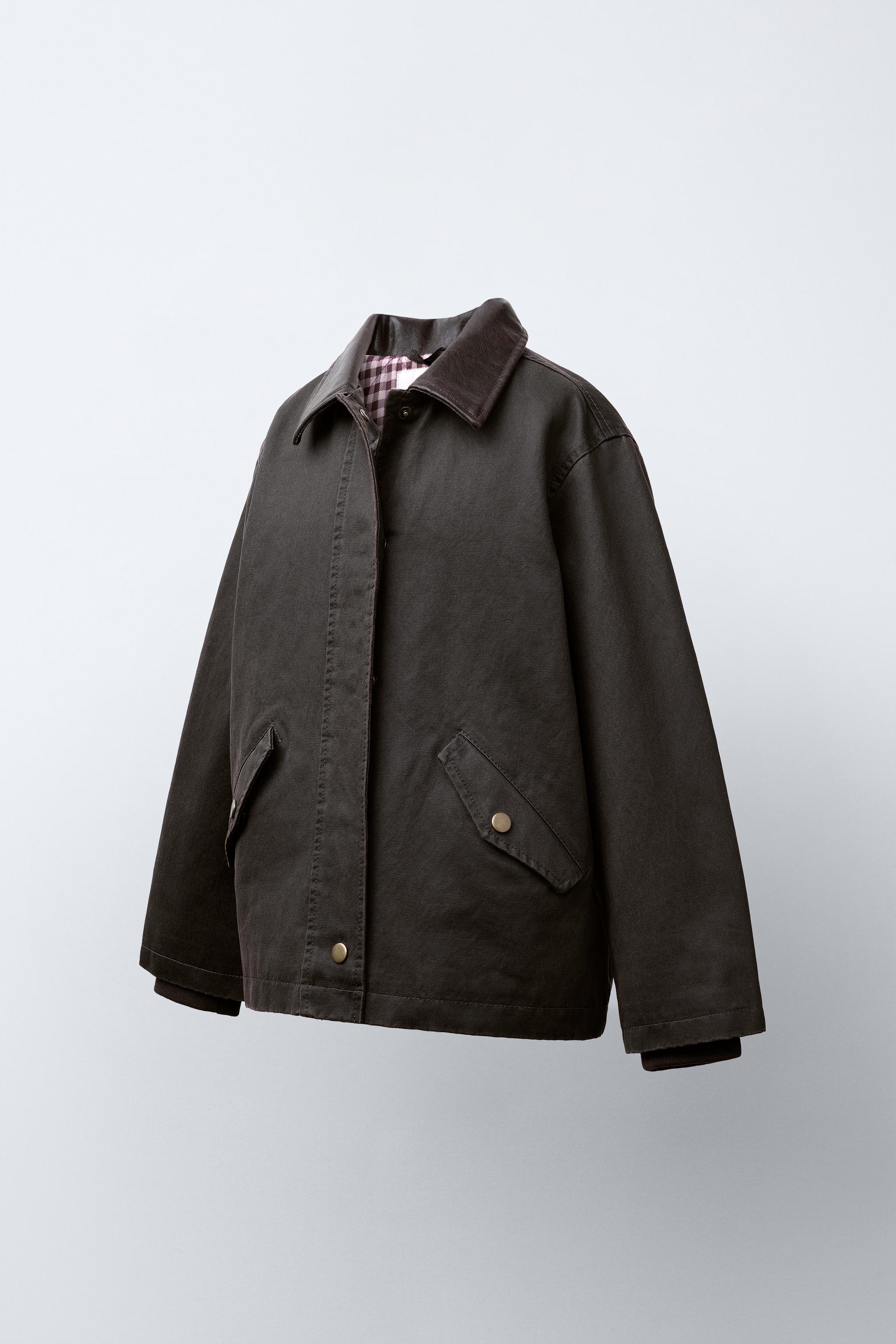WAXED JACKET WITH LEATHER-EFFECT COLLAR - Brown | ZARA Thailand