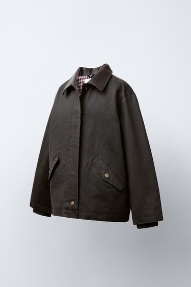 VESTE HUILÉE COL EN MATIÈRE SYNTHÉTIQUE - Marron de Zara - Image 1