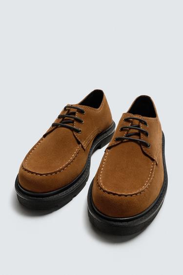 CHAUSSURES EN CUIR AVEC BORDURE - Marron de Zara - Image 1