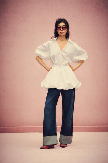 Zara 府綢迷你連身裙 - 白色