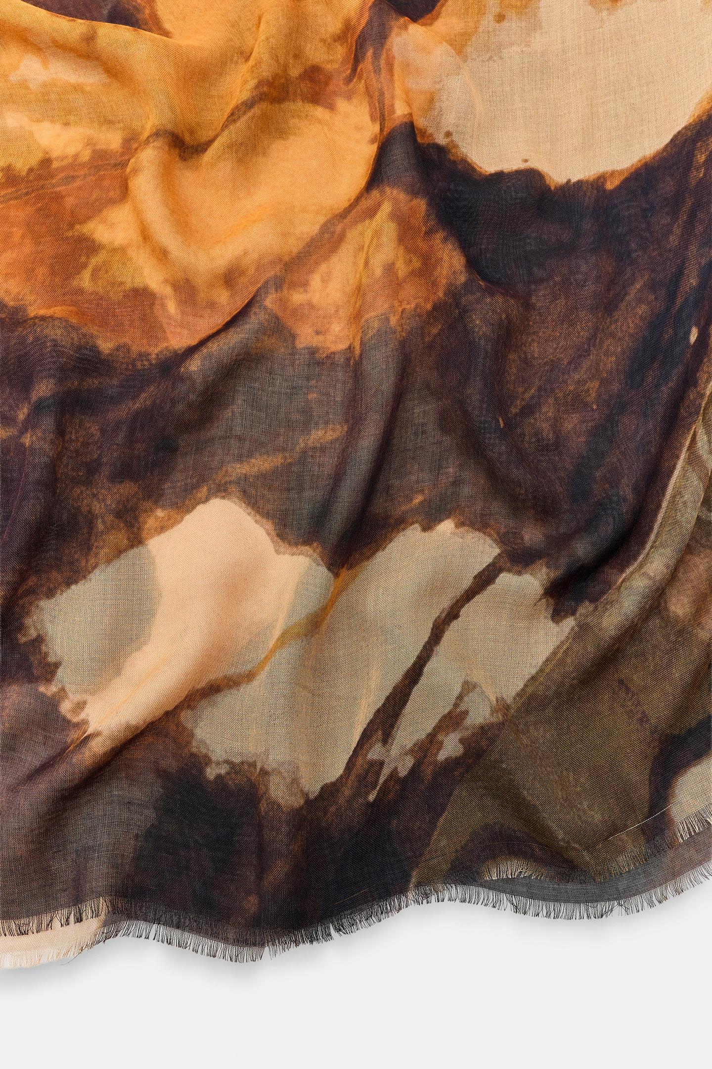 Женский шарф Zara Butterfly Print Modal Silk, цвет: Коричневый — фото 4