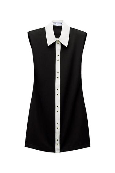 CONTRAST MINI DRESS WITH PADDED SHOULDERS